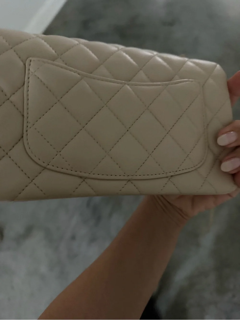CHANEL Beige mini classic Quilted Small Flap Crossbody with Gold Chain